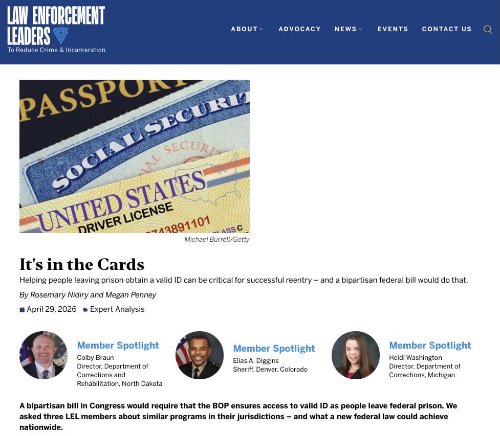 Webpage Screenshot - Valid ID for people leaving federal prison