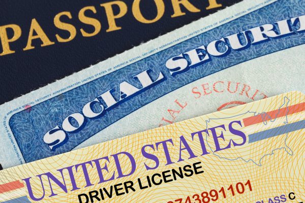 Picture of passport, social security, and driver license